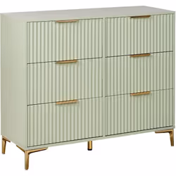 Commode moderne avec tiroirs cannelés. Cette commode à six tiroirs d'inspiration rétro ajoute une touche de style à toute cha ...