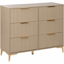 Commode moderne avec tiroirs cannelés. Cette commode à six tiroirs d'inspiration rétro ajoute une touche de style à toute cha ...