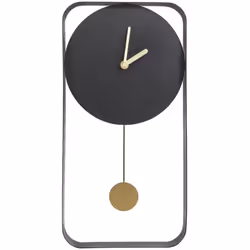 Horloge suspendue avec pendule décoratif. Cette horloge murale moderne au design audacieux, avec son cadran noir et ses accen ...