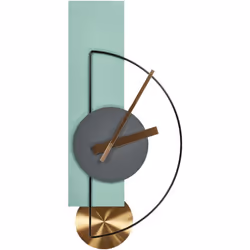 Horloge suspendue sans chiffres. Cette horloge murale de style avant-garde associe des formes géométriques à une palette de c ...