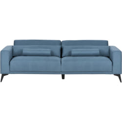 Beliani - Canapé 3 Places Hauteur du Dossier Réglable Rembourré en Tissu Bleu Ange