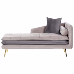 Chaise longue côté droit GONESSE Velours Taupe