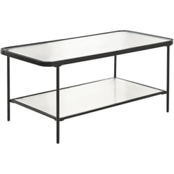 Beliani - Table Basse Rétro Rectangulaire en Verre Trempé Cannelé Cadre en Fer et Etagère Noir Blair