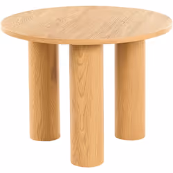 Table basse à colonnes. Cette charmante table basse ronde allie beauté naturelle et design moderne. Fabriquée en MDF et recou ...