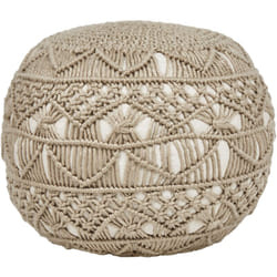 Beliani - Pouf d'Extérieur Matière Synthétique 50 x 50 x 30 cm Tissé à la Main Accessoires de Jardin Beige Aadhi