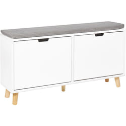 Beliani - Meuble de Rangement pour Chaussures Minimaliste Scandinave en mdf 2 Compartiments Coussin Blanc Mineral