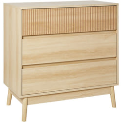 Beliani - Commode Moderne mdf avec 3 Tiroirs Pieds en Pin Bois Clair Wales