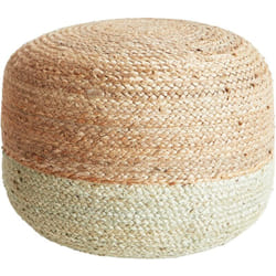 Pouf Rond Boho en Jute EPS Perles 50 x 50 x 40 cm Ottoman Vert Clair Duki