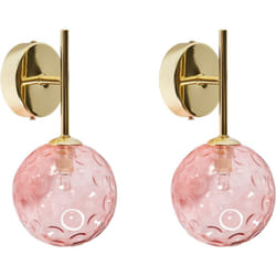 Beliani - Lot de 2 Lampes Murales Modernes Glam Abat-jour en Verre Rose et Métal Doré Anadyr