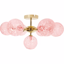 Lampe de plafond glamour. Sublimez votre espace avec ce plafonnier sophistiqué, doté de sept abat-jours en verre délicatement ...