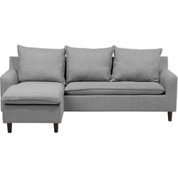 Canapé d'Angle à Droite Moderne en Tissu Pieds en Bois Massif Gris Clair Elvenes