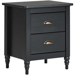 Table de Chevet Moderne Rétro avec 2 Tiroirs Noir Shillington