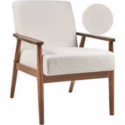 Fauteuil rétro rembourré avec accoudoirs en bois. Transformez votre espace de vie avec ce fauteuil élégant et confortable. Re ...