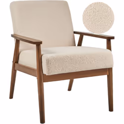 Fauteuil rétro rembourré avec accoudoirs en bois. Transformez votre espace de vie avec ce fauteuil élégant et confortable. Re ...