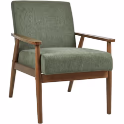 Fauteuil rétro rembourré avec accoudoirs en bois. Transformez votre espace de vie avec ce fauteuil élégant et confortable. Re ...