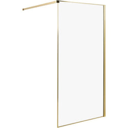 Paroi de Douche de Salle de Bain en Verre Trempé sans Porte 100 x 190 cm Doré Waspam