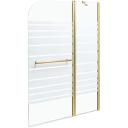 Paroi de Douche Minimaliste en Verre Trempé avec Porte 140 x 100 cm Doré Tuapi
