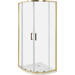 Beliani - Cabine de Douche en Verre Trempé 80 x 80 x 185 cm Double Porte Coulissante Doré Jukatan