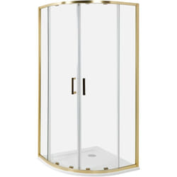 Cabine de Douche en Verre Trempé 90 x 90 x 185 cm Double Porte Coulissante Doré Jukatan