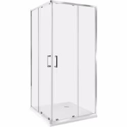 Douche avec double porte coulissante. Cette cabine de douche carrée apporte une touche d'utilité à votre salle de bains. Ses ...