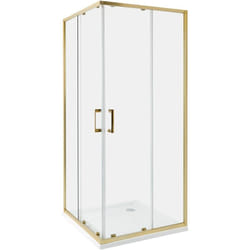 Beliani - Cabine de Douche en Verre Trempé 80 x 80 x 185 cm Double Porte Coulissante Doré Tela