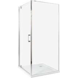 Beliani - Cabine de Douche Carré en Verre Trempé 90 x 90 x 185 cm Porte Simple Argenté Darli