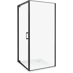 Cabine de Douche Carré en Verre Trempé 90 x 90 x 185 cm Porte Simple Noir Darli