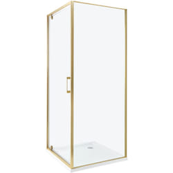 Beliani - Cabine de Douche Carré en Verre Trempé 70 x 70 x 185 cm Porte Simple Doré Darli