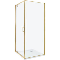 Cabine de Douche Carré en Verre Trempé 80 x 80 x 185 cm Porte Simple Doré Darli