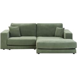 Canapé d'Angle à Gauche Minimaliste en Tissu Rembourré 3 Places avec Coussins Supplémentaire Vert Lofoten