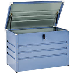 Coffre de Jardin en Acier 300 l avec Couvercle Verrouillable Bleu Cebrosa