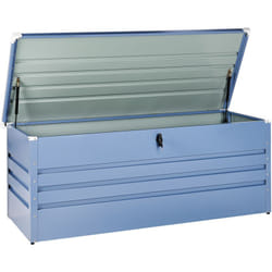 Coffre de Jardin en Acier 600 L avec Couvercle Verrouillable Bleu Cebrosa