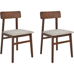 Lot de 2 Chaises de Salle à Manger en Tissu Structure en Bois Foncé et Taupe Stacy