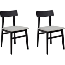 Lot de 2 Chaises de Salle à Manger en Tissu Structure en Bois Noir et Gris Clair Stacy