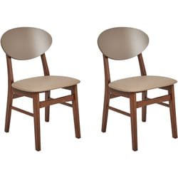 Lot de 2 Chaises de Salle à Manger Structure en Bois Foncé Assise en Similicuir Marron Clair Amery