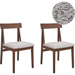 Beliani - Lot de 2 Chaises de Salle à Manger Structure en Bois d'Hévéa Foncé Assise en Polyester Bouclé Gris Isle