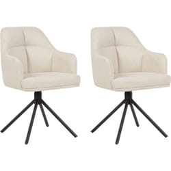 Lot de 2 Chaises de Salle à Manger Moderne en Tissu Rembourrées Pieds en Métal Noir Beige Mira