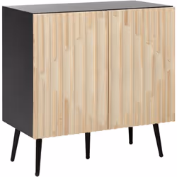 Commode moderne avec étagères spacieuses. Ce buffet chic associe un cadre MDF épuré avec une couche de mélamine noire et des ...