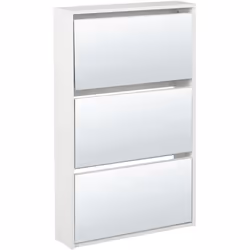 Meuble de rangement pour chaussures avec face avant en miroir. Ce meuble à chaussures élégant allie fonctionnalité et style m ...