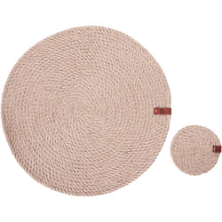 Beliani - Ensemble 12 Pièces Sets de Table et Sous-Verres Salle à Manger Boho 35/10 cm Fait à la Main en Jute Naturelle Muntries