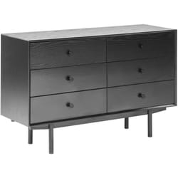 Commode à 6 Tiroirs Meuble de Rangement Noir Alcester