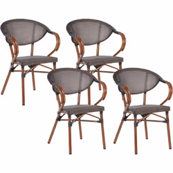 Ensemble de chaises bistro pour l'extérieur. Cet ensemble de chaises, dont le cadre est en aluminium avec une finition sembla ...