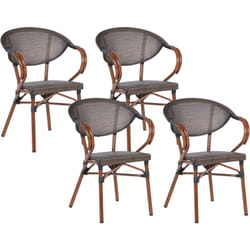 Beliani - Lot de 4 Chaises de Jardin Empilables Structure Aluminium Assise Textile Gris et Bois Foncé Caspri ii