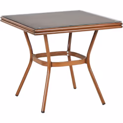 Table d'extérieur élégante. Cette table élégante en aluminium avec une finition de type bambou mettra en valeur tout espace e ...