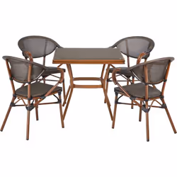 Ensemble table à manger et 4 chaises. Cet élégant ensemble en aluminium avec une finition de type bambou mettra en valeur tou ...
