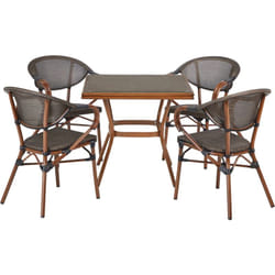 Ensemble de Salle à Manger de Jardin 4 Places Table et Chaises Structure en Aluminium Gris Caspri ii