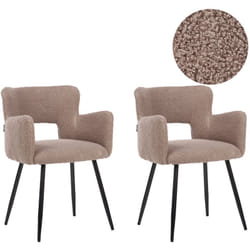 Lot de 2 Chaises de Salle à Manger Moderne en Bouclé Assise avec Accoudoirs Marron Sanilac