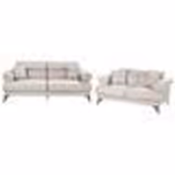 Ensemble de salon SKIVE Tissu Taupe 5 places