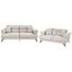 Ensemble de salon SKIVE Tissu Taupe 5 places