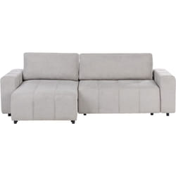 Beliani - Canapé 3 Places d'Angle Droit Moderne Tissu avec Accoudoirs de Rangement Porte-revues Rembourré Tissu Gris Clair Innvik